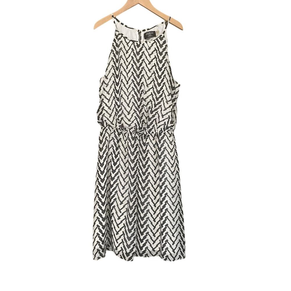 Black White Guess Dress 4 Geometric Print Sleeveless